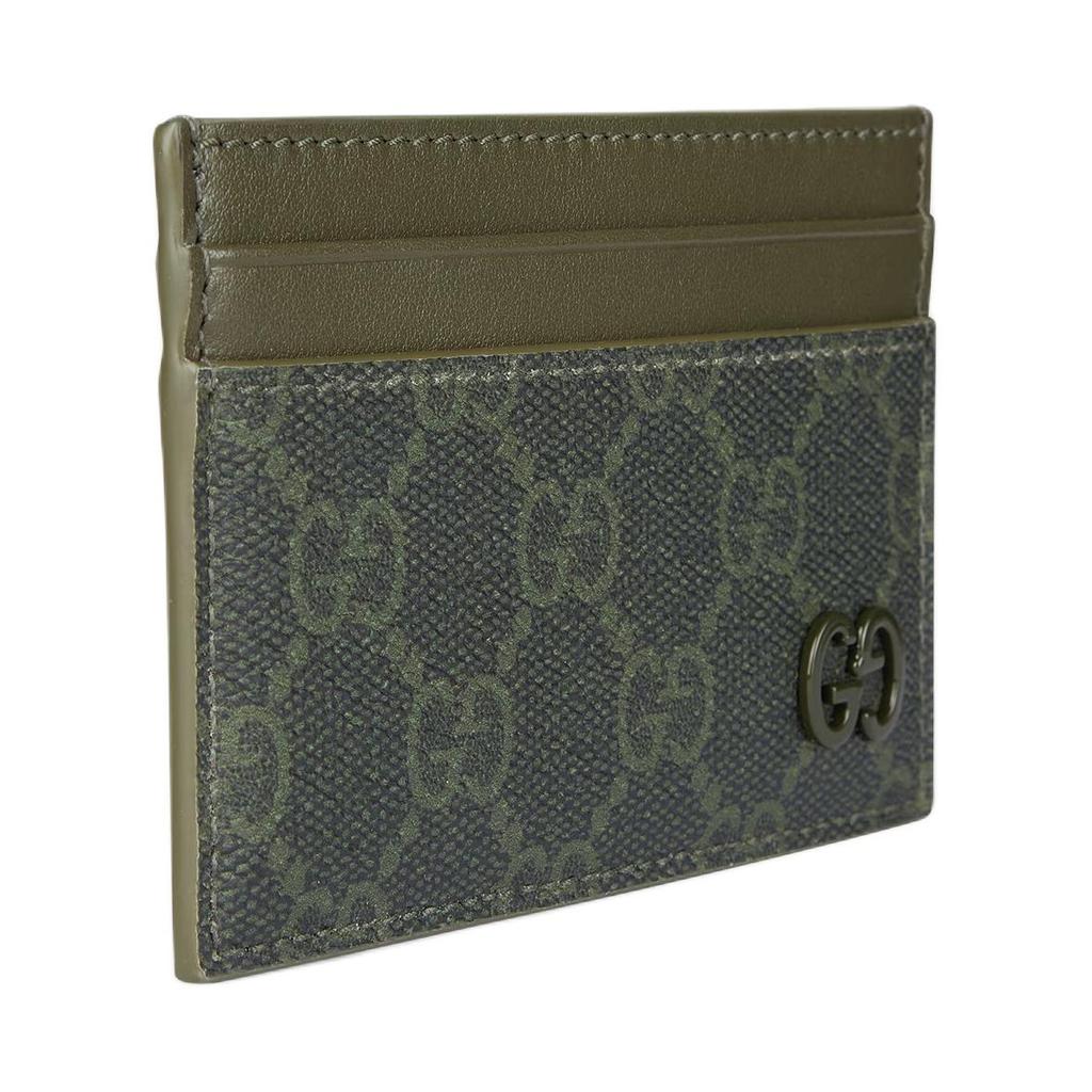 Gucci Кошелек-кардхолдер GG Supreme Оливково-зеленая кожа с логотипом GG для мужчин и женщин, для ежедневных поездок 768248-FAFBE-8491