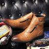 Британский стиль Роскошные мужские туфли Оксфорды Осенние Дизайнерские Мотоциклетные Ботинки для Мужчин Красно-Коричневая Кожа Ковбойские Ботинки Мужские