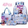 4Pcs/set K-Pop Printed Backpack Handbag Pencil Case with 750Ml Water Bottler for Teenager Boy Girl Schoolbag Student Large Capacity Bookbag Mochila