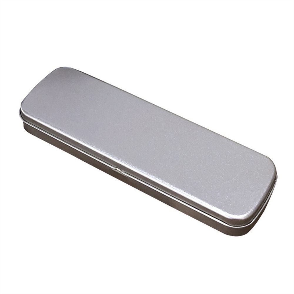 Office Silver Metal Single Layer Pen Box Stationery Box Pencil Storage Box Pencil Box Pencil Case