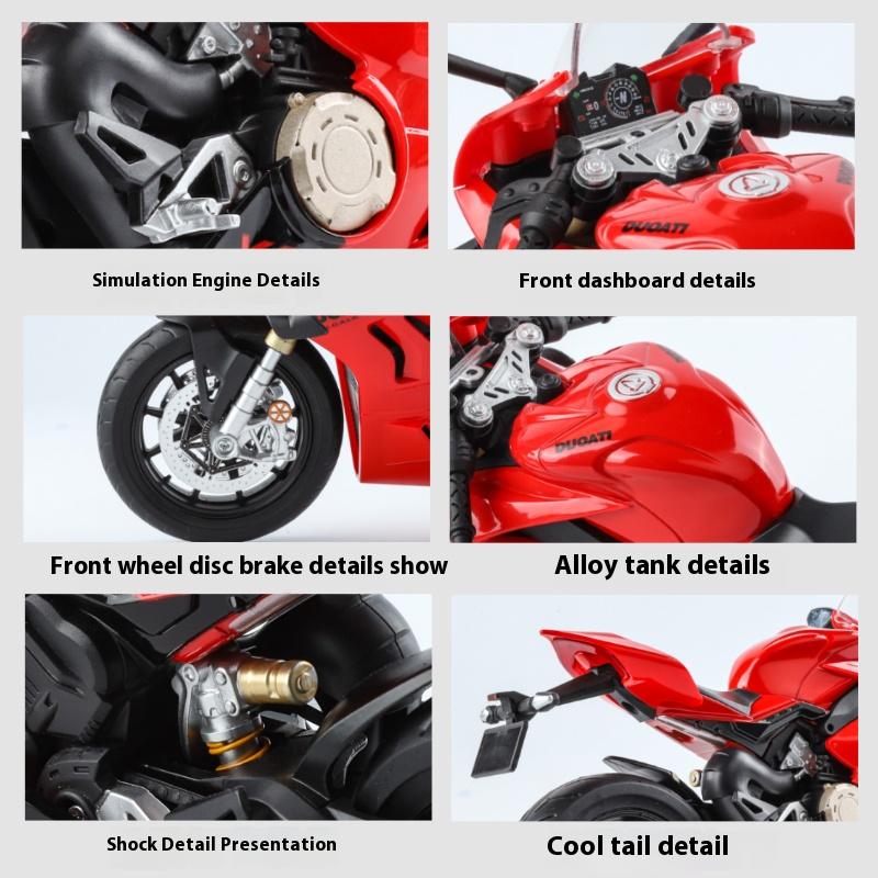 Масштаб 1/9 Ducati Panigale V4S Внедорожный Автоцикл Сплав Литой Крупная Модель Мотоцикла Звук Свет Коллекция Серия Декорация Подарочная Коробка