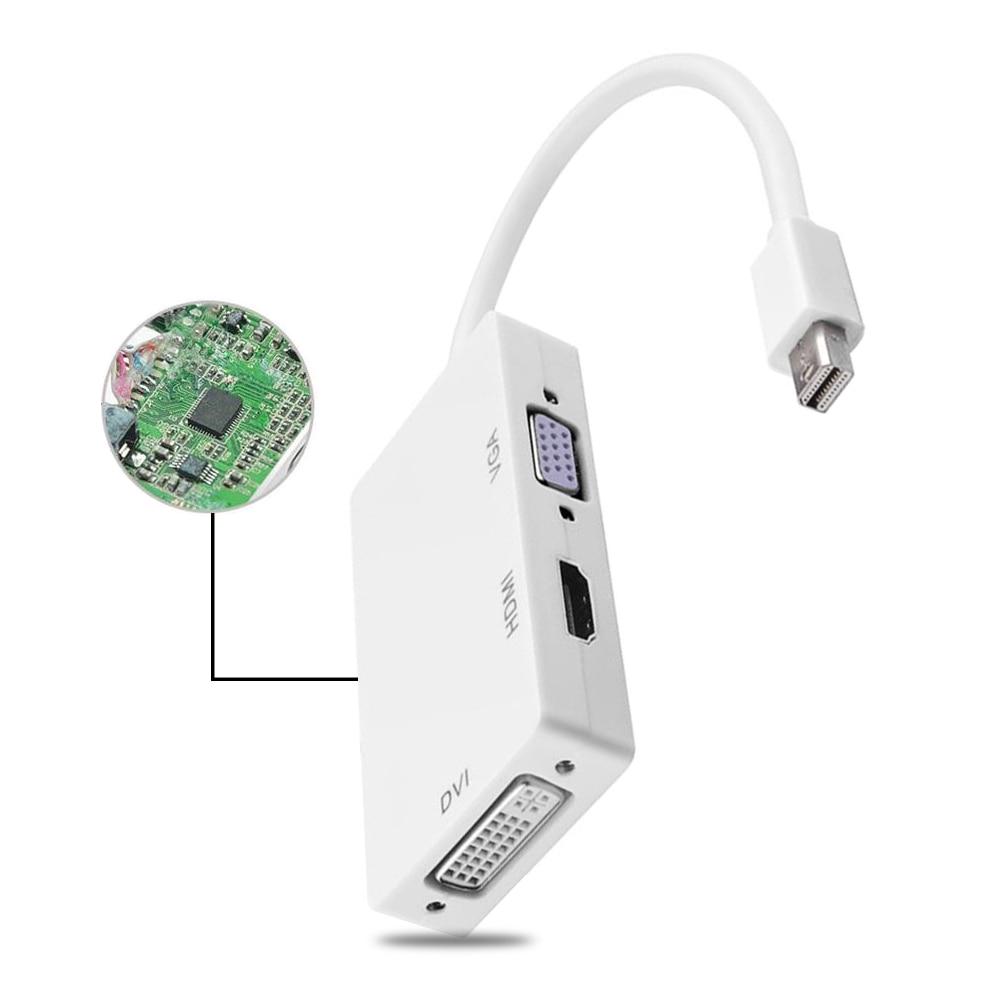 Новый 3-в-1 Mini Displayport Thunderbolt для DVI VGA HDMI-конвертер Кабель-адаптер IMac Mac Mini MacBook