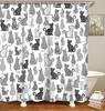 Stylish Black & White Cat Pattern Waterproof Shower Curtain - Fun and Modern Design for a Playful and Chic Bathroom Decor