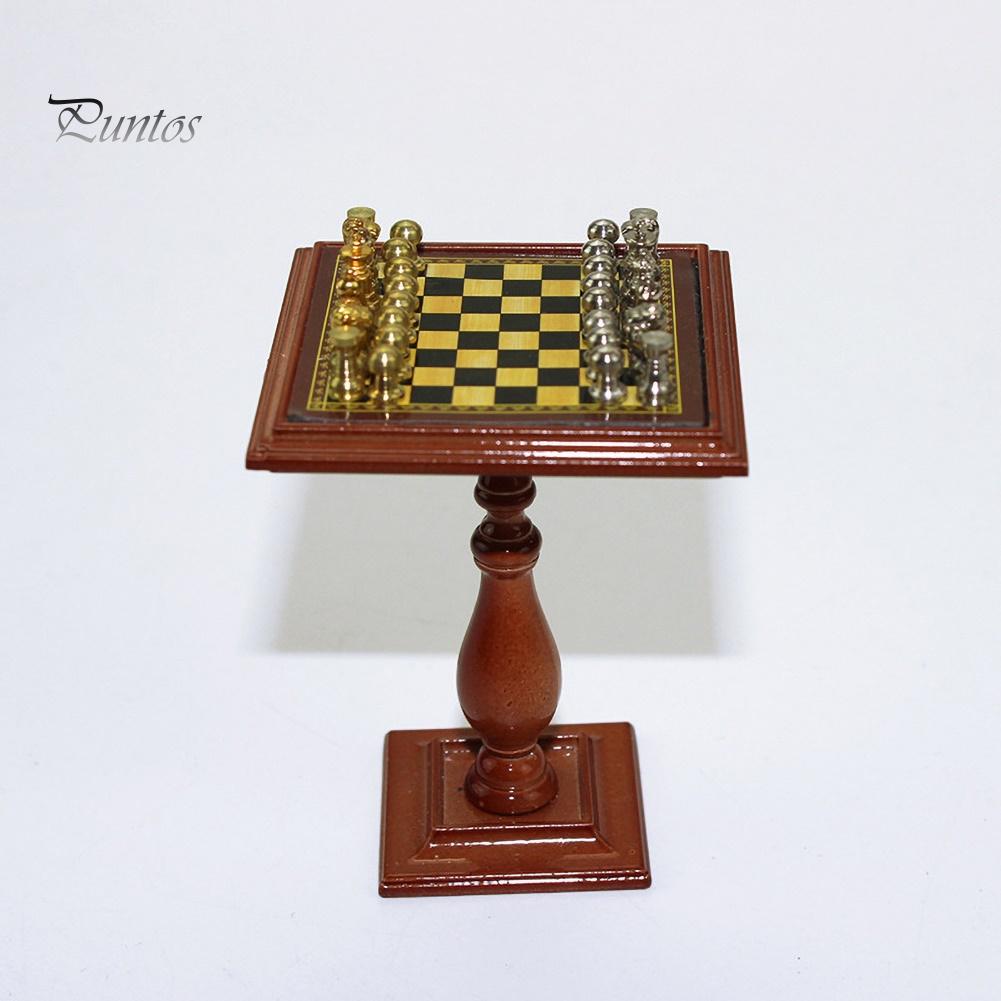 Puntos 1/6 1/12 Миниатюрный кукольный домик Магнитная шахматная доска Настольный набор Дети DIY Декор Игрушка