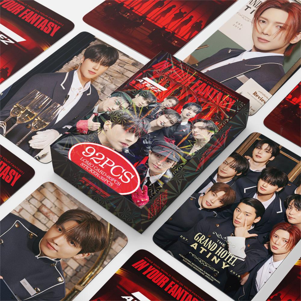 92 шт. K-pop ATEEZ Ломо-карточки и наклейки Мировой тур в вашей фантазии ATEEZ Фотокарточки Открытки