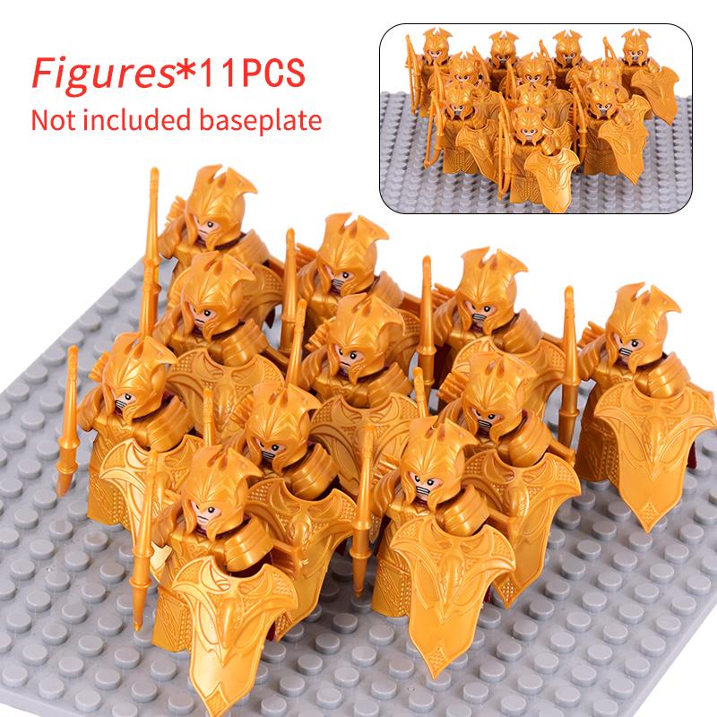 11 шт. средневековых эльфов, солдат Рохана, гвардейская армия, lotr, фигурки, мини-кирпичи, куклы, сборные строительные блоки, MOC, игрушки «сделай сам» для детей, подарки