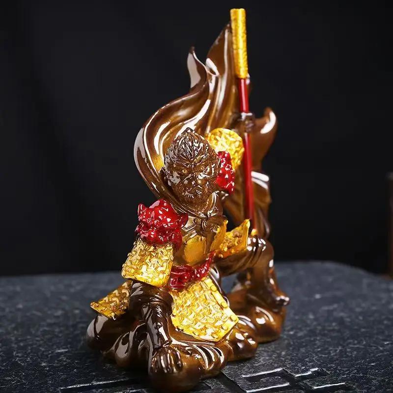 Меняющий цвет чайный питомец Король Обезьян - Чувствительная к теплу буддийская скульптура для декора автомобиля, Креативный чайный аксессуар в подарок для любителей чая