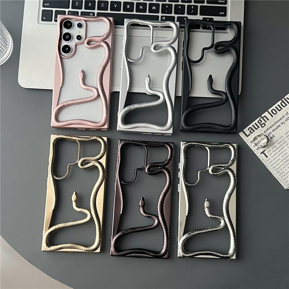 Полый 3D чехол-змея для телефона Samsung S25 Ultra S24 S23 S22 A56 A36 A26 A16 A55 A54 5G с теплоотводом, мягкий чехол funda