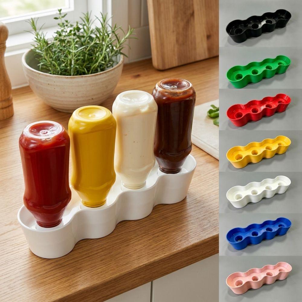 4 Slots Condiment Tube Rack Wave Shaped Pantry Squeeze Tube Box  Refrigerator Storage