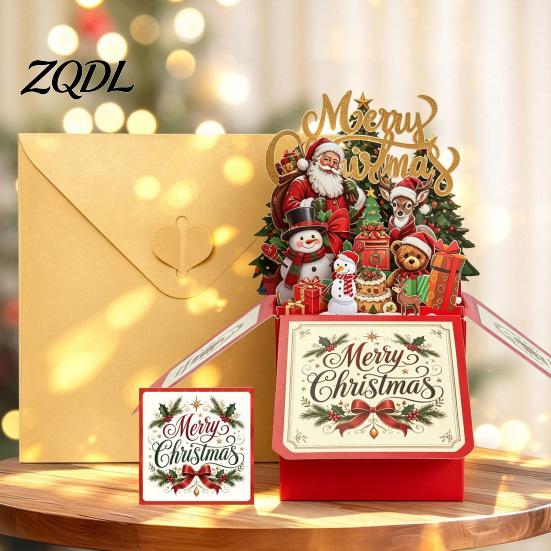 Personalized Xmas Blessing Cards Pop Up Christmas Card with Envelope And Note Card, Merry Creative Paper Craft Greeting Holiday for New Year,