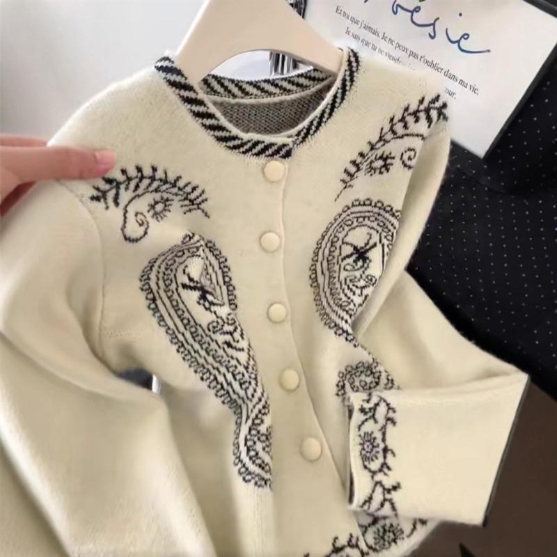 Women S Long Sleeve Knit Cardigan With Embroidery Vintage Sweater