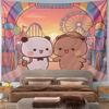 Cute Bear Friends at Funland Carnival Pattern Wall Hanging Tapestry Decorative Tapestry Home Decor for Bedroom and Living Room