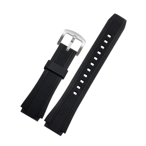 20mm Silicone Rubber Watch Strap with Convex Joint, Black, for Men and Women, Sport Watch Band, Bracelet, Accessories for Casio Edifice EF-552 (Black,
