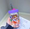 550ml Cute Kawaii Glasses With Lid and Straw Bubble Tea Cup Glass Cups For Coffee Mug Juice Can Milk Mocha Water Cup Drinkware