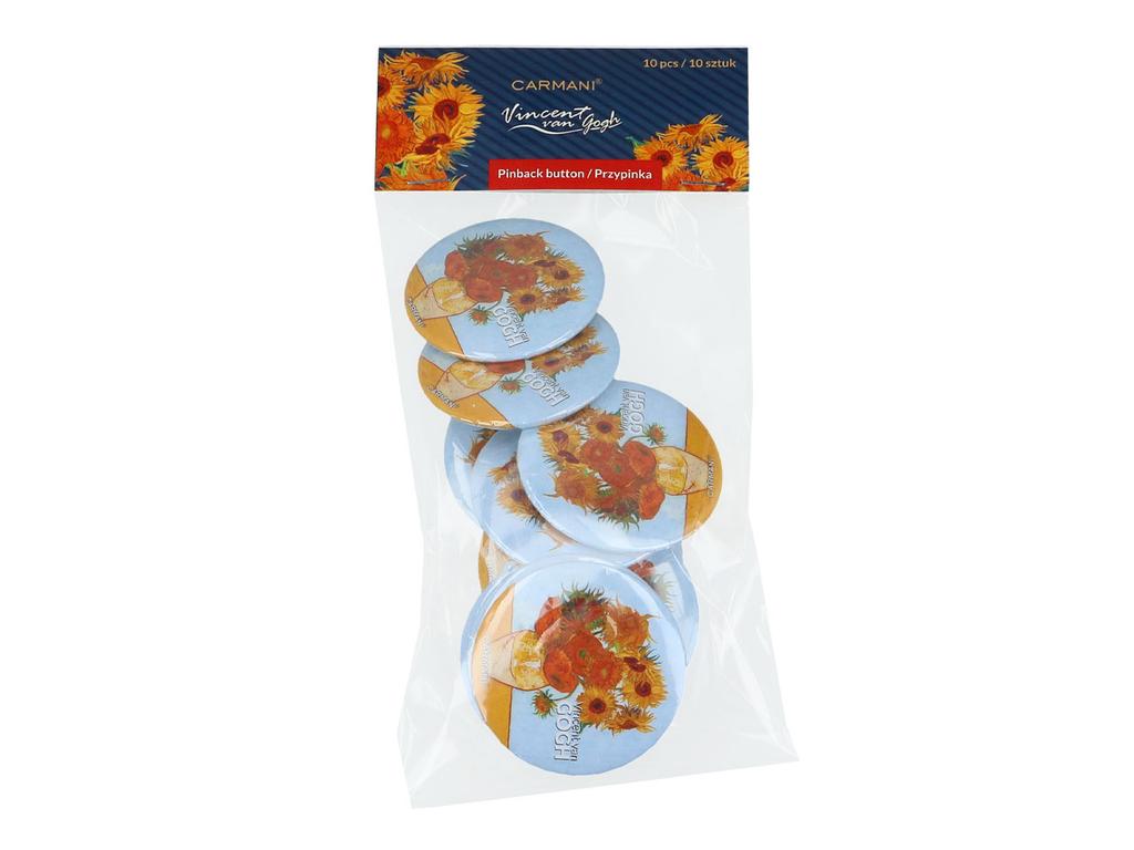 Zestaw 10 Przypinek Carmani Van Gogh Słoneczniki Piny Odznaki Prezent