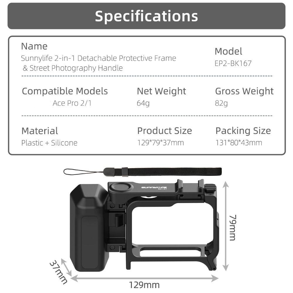 2 in1 Detachable Camera Handle Grip for Insta360 Ace Pro 2/Ace Pro Action Camera Accessories