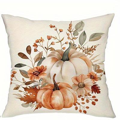 Home Decor Autumn Pumpkins And Falling Leaves Pillow Covers Pattern Cushion Cover Suitable For Sofa Bedroom Car Pillow Cover