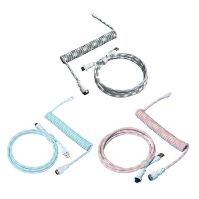 Спиральные кабели для клавиатур Авиационный кабель Type-C на USB A для механических игровых клавиатур Зарядный кабель