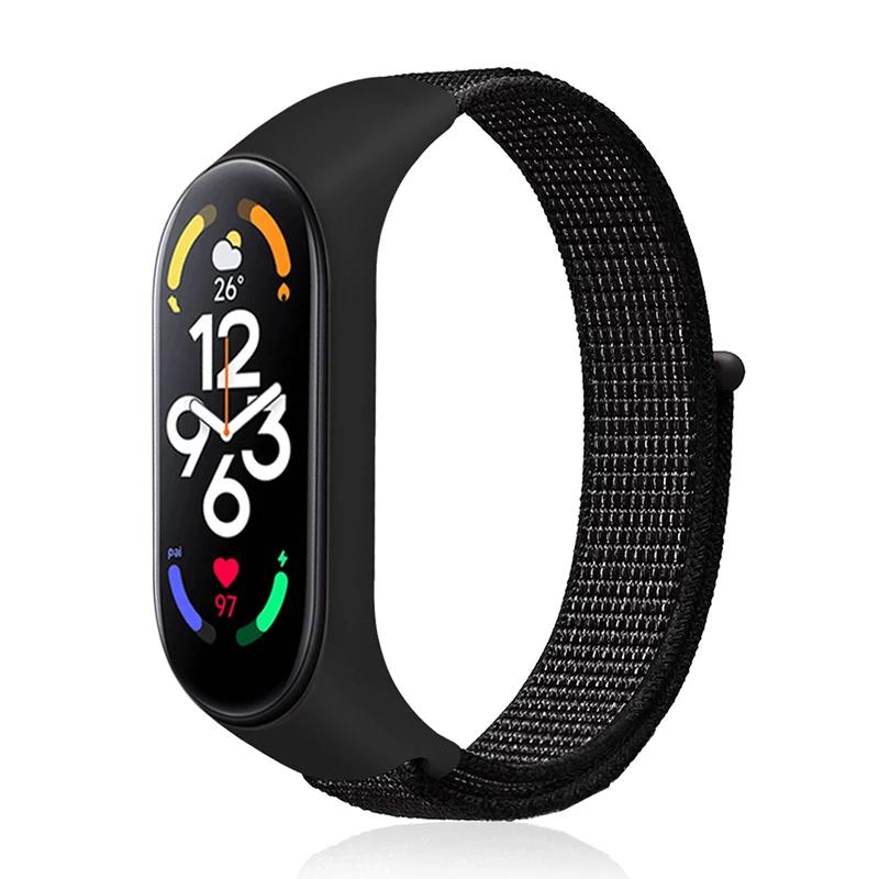 Нейлоновый ремешок-петля для Mi band 6 7, сменный мягкий регулируемый ремешок для наручных часов, браслет для Xiaomi Mi band 3 4 5 6 7