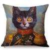 Cat Funky Animal Portrait Europe Renaissance Oil Painting Posters Style Decorative Throw Pillow Cases Linen Sofa Cushion Cover