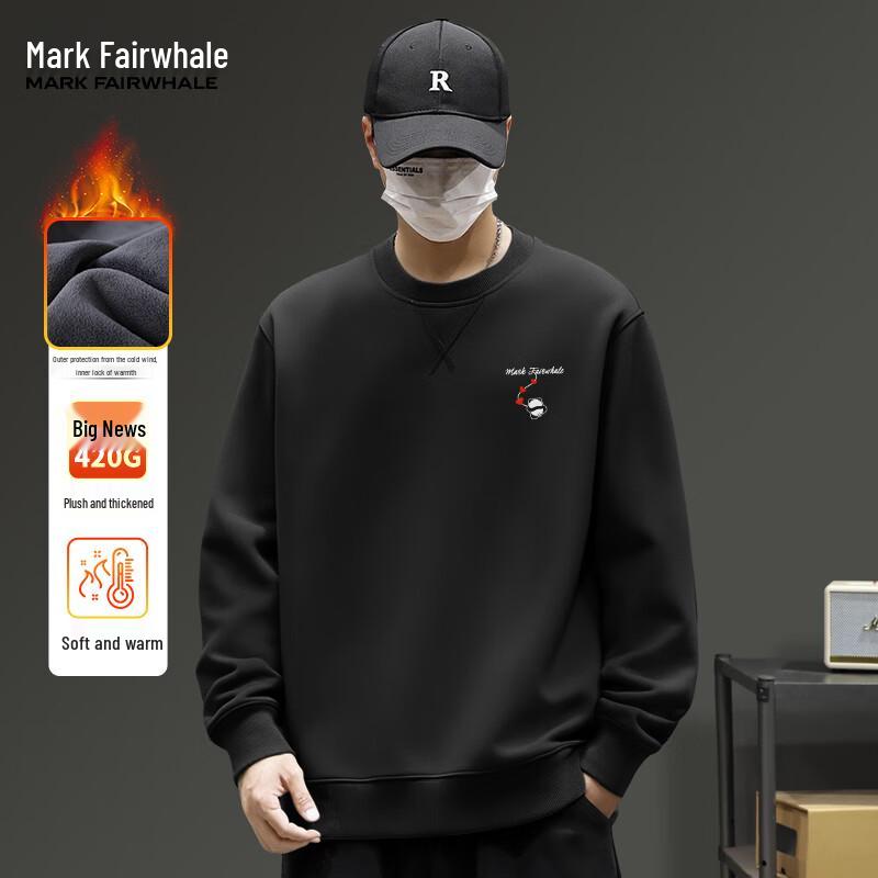 Mark Hua Fei Men's Heavyweight Fleece-Lined Crew Neck Sweatshirt