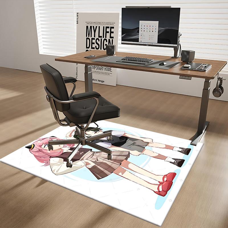 1pc Pink Hair Girl Chair Mat: Anime Cartoon Design, Non-Slip Carpet for Office, Home Decor - Suitable for All Seasons.Q003