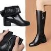 New Women Boots Zipper Thick High Heels Simple Fashion Thick High Heels Autumn Winter Woman Boots Knee High Botas