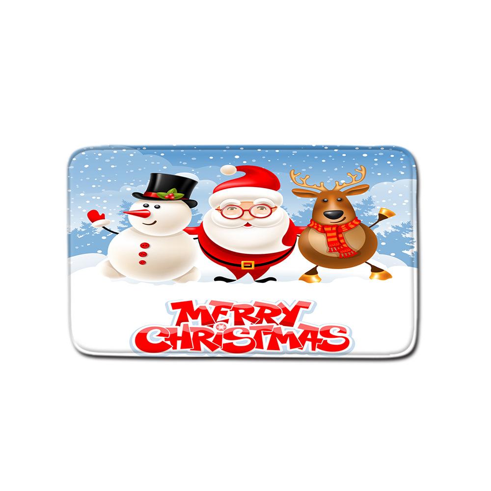 Christmas Home Shower Curtain Waterproof Polyester Cloth Toilet Floor Mat Four-Piece Set Entrance Door Mat Bedroom Living Room Carpet