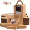 50 шт. бумажная крафт-бумага для выпечки коробка переносная упаковочная коробка для кексов с ручкой торт конфеты кекс контейнер для кухни пекарня вечеринка