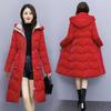 Autumn and Winter Women's Solid Color Bright Hooded Waist Drawstring Thickened Warm Mid-length Coat