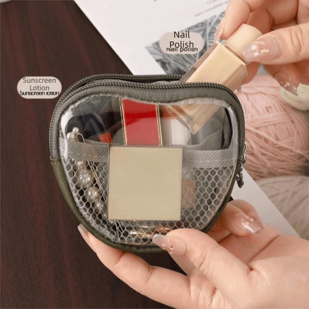 PVC Material Transparent Storage Bag Heart Shape Makeup Bag Organizer Toiletry Organization