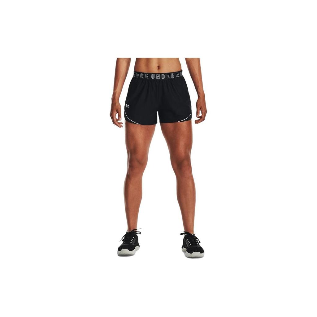 Under Armour Logo Print Embroidered Elastic Waist Casual Shorts Women Shorts Black 1373041-001