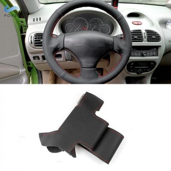 Черно-красная кожаная оплетка руля для Peugeot 206 1998-2005 206 SW 2003-05