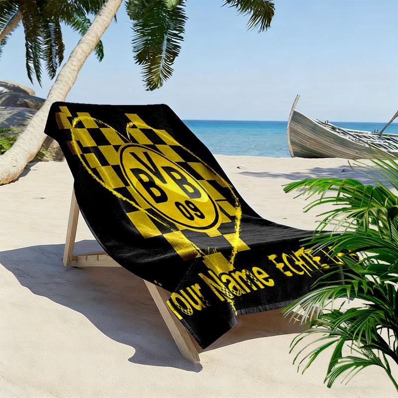 Custom Name BVB Print Beach Towel, Large Soft Quick Dry Towel for Beach Camping Swimming -HE193
