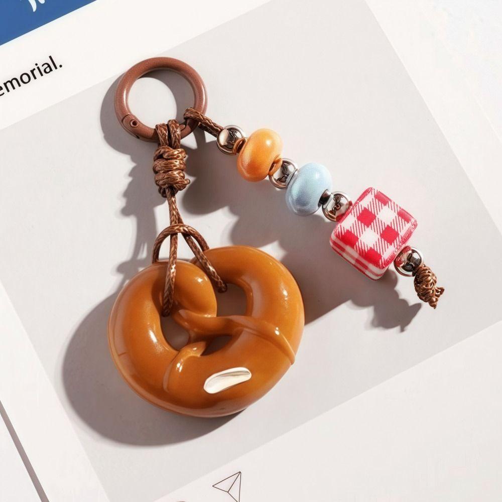Handmade Phone CCD Hanging Rope Ins Bag Pendant Keyring Cute Simulated Bread Bagel Keychain