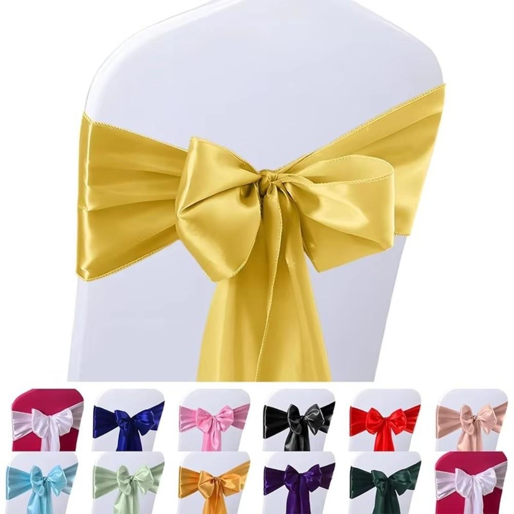 Elegant Design Satin Chair Sashes Butterfly Ties Chair Cover Decoration Festival Celebration