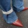 Multilayer Design Pearl Chain Shoe Jewelry Simple Style Tassel Anklet Party Jewelry  Gift Giving