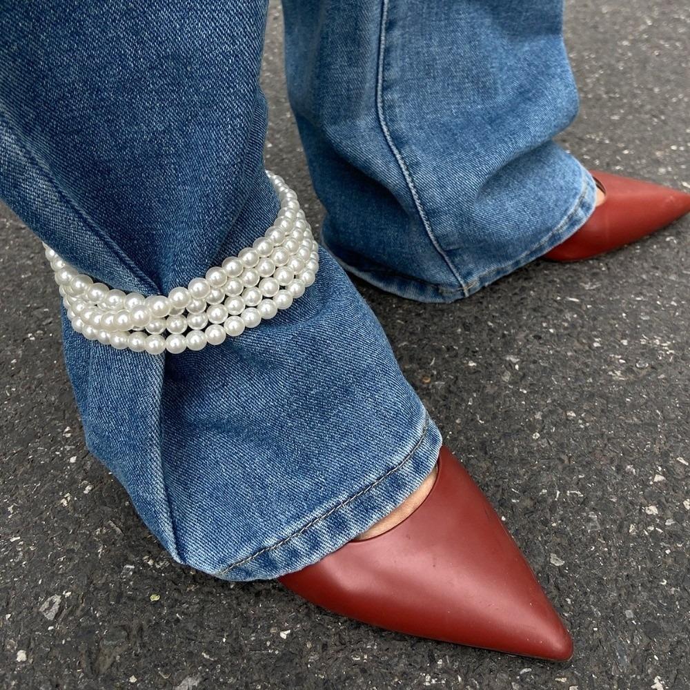 Multilayer Design Pearl Chain Shoe Jewelry Simple Style Tassel Anklet Party Jewelry Gift Giving