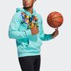 Adidas Свободный спортивный пуловер с капюшоном и принтом, баскетбольный повседневный спортивный пуловер, мужские топы с длинными рукавами, изумрудно-зеленый H13714