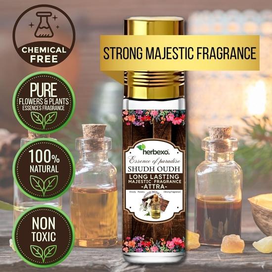 Herbexo Pure Oud Attar - парфюмированное масло | Длительные величественные ароматы | Натуральная эссенция удового дерева | Роскошный и божественный аромат