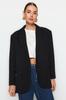 Women's Fashion New Blazer Jacket Black Woven Extra Oversize Blazer Jacket