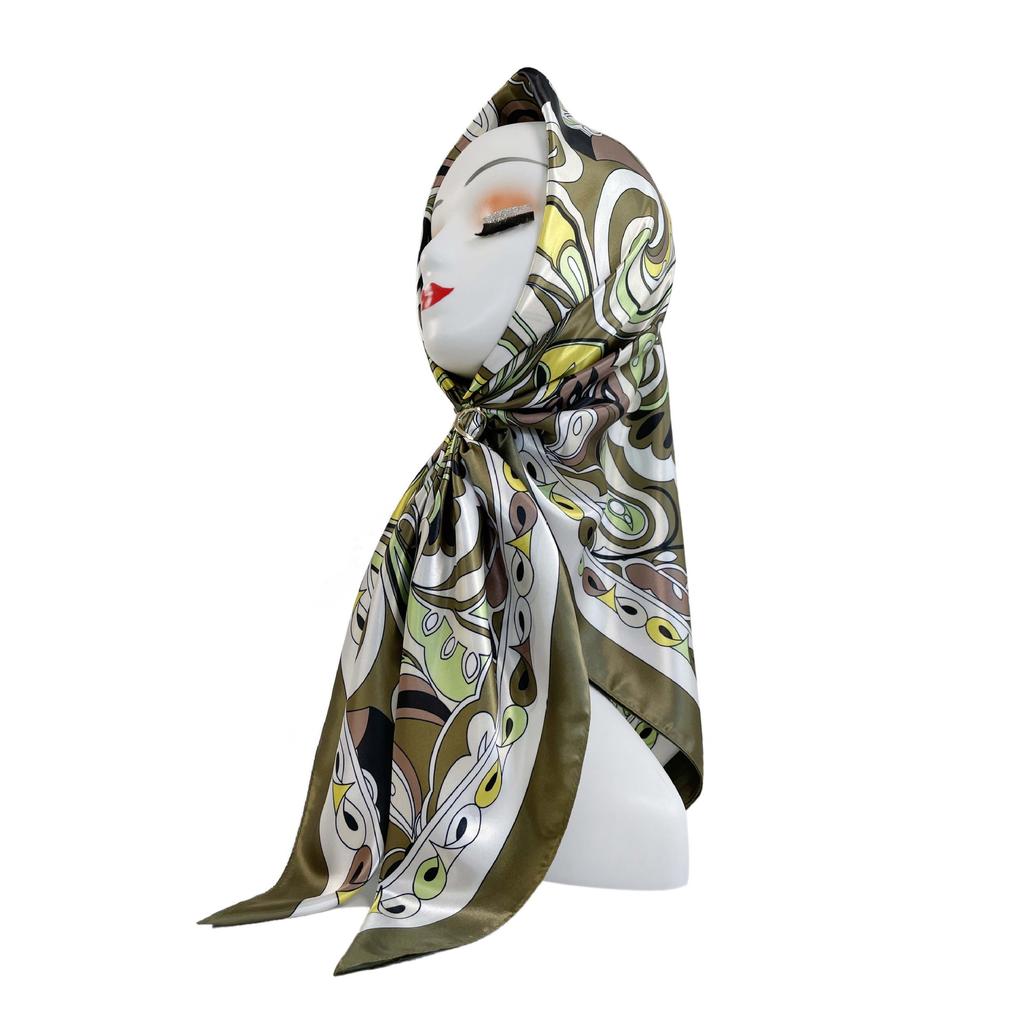 Ladies Silk Scarf Large Square Scarf 90cm Cashew Printed Headband New Silk Satin Shawl Scarf