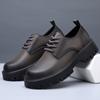 Fashion Men Casual Shoes Lace Up Black Leather Office Work Shoes Male Flats Sneakers Outdoor Platform British Business Party Dress Shoes