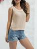 Women's Sleeveless Crochet Knit Tank Top Crew Neck Hollow Out Casual Summer Pullover