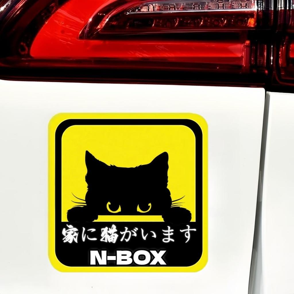 Mitsubishi Exclusive Car Logo Seal, Magnetic Sticker (There is a cat in the house)