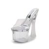 Women's Crystal Wedge Platform Mule Slippers, 17CM Super High Heels, Transparent Thick Anti-Slip ,Sexy Party Shoes Size 34-43