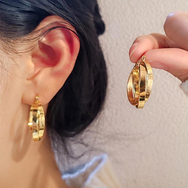 Серьги-гвоздики в форме геометрического круга в форме урагана для невестки, женские модные легкие роскошные серьги-гвоздики в виде ниши, украшения для ушей