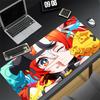 Игровой коврик для мыши, большой коврик для стола, нескользящий, с прошитыми краями, милая аниме-девушка, цветный мультяшный принт, водонепроницаемый коврик для дома