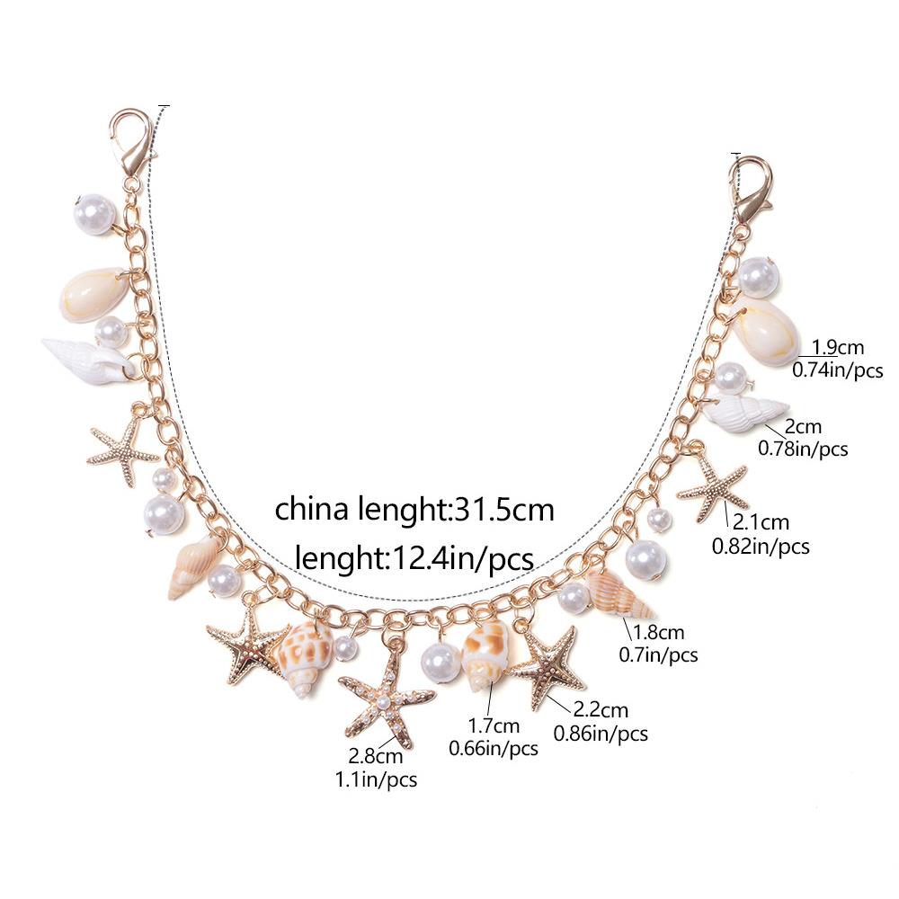 Bohemian Style Multi-layer Bag Chain For Handbag DIY Jewelry Accessory Gift Women Pants Chain With Imitate Starfish Conch Pearl