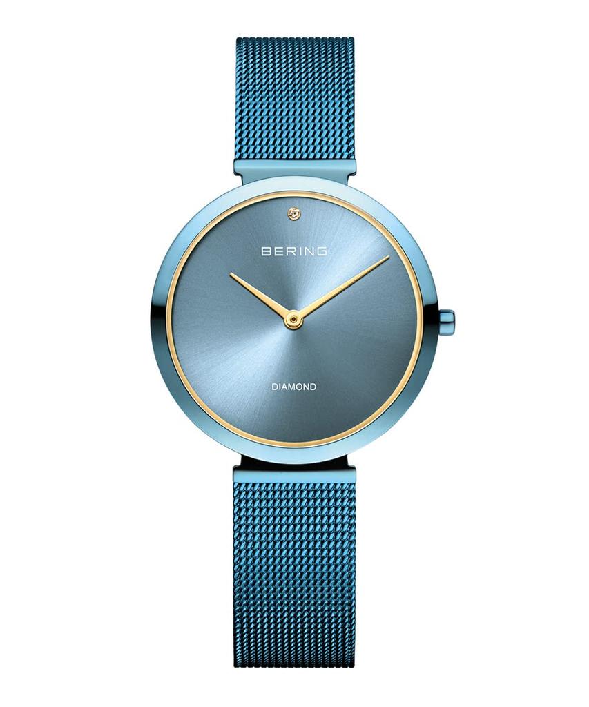 BERING Charity Blue Stainless Steel Mesh Time to Care Official Internal Sapphire Women's Watch, Quartz, Strap, 18132-Charity1, Import, 3-Year